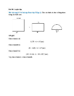 Tìm các hình có chu vi bằng nhau trong các hình sau