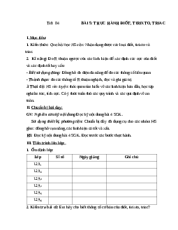 Giáo án công nghệ 12 bài 5: Thực hành điốt, tirixto, triac mới nhất