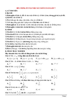 Đề cương ôn tập học kì 1 Toán 7