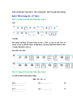 Vở bài tập Toán lớp 2 Tập 1 trang 26, 27, 28 Bài 6: Luyện tập chung | Kết nối tri thức