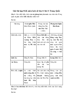 Giải bài tập SGK môn Lịch sử lớp 11: Bài 3: Trung Quốc mới nhất