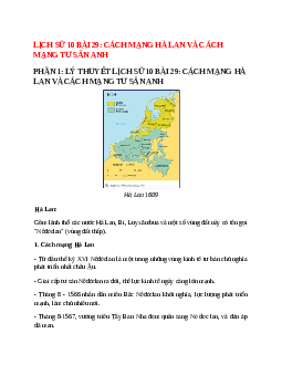 Lịch Sử 10 Bài 29 (Lý thuyết và trắc nghiệm): Cách mạng Hà Lan và cách mạng tư sản Anh