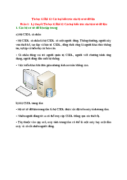 Lý thuyết Tin học 12 Bài 12 (mới 2023 + 10 câu trắc nghiệm): Các loại kiến trúc của hệ cơ sở dữ liệu