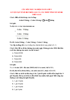 13 câu Trắc nghiệm Luyện tập về số đo thời gian, các phép tính với số đo thời gian có đáp án 2024 – Toán lớp 5