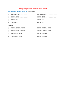 Tính nhẩm: 50000 + 20000 =?; 80000 – 40000