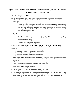 Lý thuyết Lịch sử 10: Bài 20: Xây dựng và phát triển văn hóa dân tộc trong các thế kỉ X - XV mới nhất