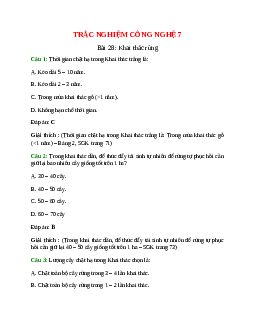 Trắc nghiệm Công nghệ 7 Bài 28 có đáp án: Khai thác rừng