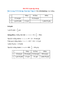 Viết số đo thích hợp vào ô trống: s: 95km; 84,7km; 400m; v: 42 km/giờ