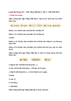 Luyện tập trang 107, 108 Tiếng Việt lớp 2 Tập 2 – Kết nối tri thức