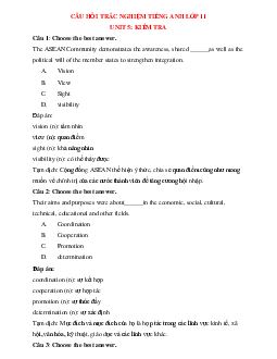29 câu Trắc nghiệm Tiếng Anh 11 mới Unit 5 có đáp án 2023: Kiểm tra