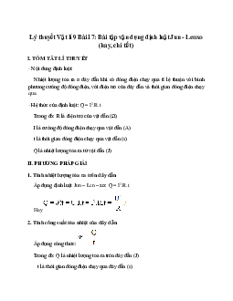 Lý thuyết Bài tập vận dụng định luật Jun - Lenxo (mới 2023 + 10 câu trắc nghiệm) hay, chi tiết – Vật Lí 9