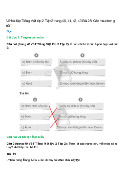 Vở bài tập Tiếng Việt lớp 2 Tập 2 trang 40, 41, 42, 43 Bài 28: Các mùa trong năm – Cánh diều