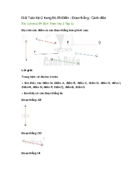 Giải SGK Toán lớp 2 Tập 1 trang 84, 85 Điểm - Đoạn thẳng – Cánh diều