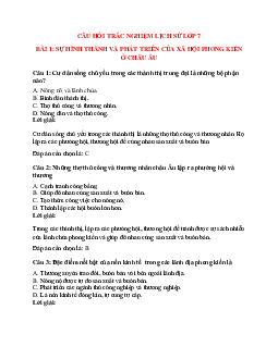 Trắc nghiệm Lịch sử 7 Bài 1 có đáp án: Hình thành và phát triển phong kiến ở châu Âu