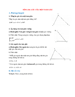 Đầy đủ lý thuyết, bài tập về Tổng ba góc trong tam giác có lời giải