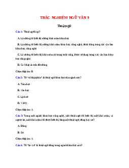 8 câu Trắc nghiệm Thuật ngữ có đáp án - Ngữ văn 9