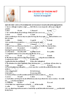 100 câu trắc nghiệm về thành ngữ môn Tiếng Anh