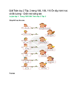 Giải SGK Toán lớp 2 Tập 2 trang 108, 109, 110: Ôn tập hình học và đo lường | Chân trời sáng tạo