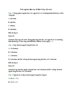 20 câu Trắc nghiệm Quy tắc octet (Cánh diều 2024) có đáp án – Hóa học lớp 10