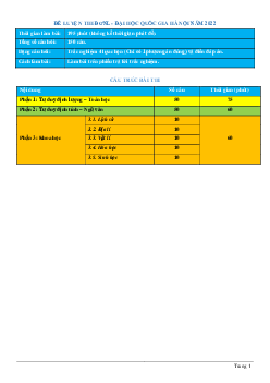 Đề thi đánh giá năng lực Đại học Quốc gia Hà Nội năm 2022
