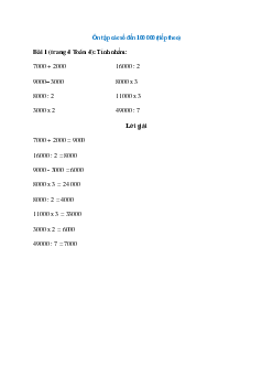 Tính nhẩm: 7000 + 2000; 16000 : 2; 9000 – 3000       