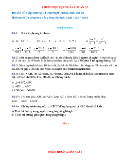 Phiếu bài tập tuần 25 - Toán 8