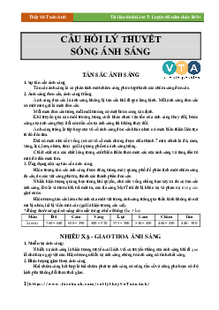 Lý Thuyết Chương Sóng Ánh Sáng Môn Vật Lý Lớp 12