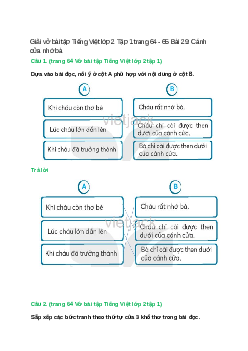 Vở bài tập Tiếng Việt lớp 2 Tập 1 trang 64, 65 Bài 29: Cánh cửa nhớ bà – Kết nối tri thức