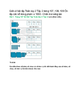 Vở bài tập Toán lớp 2 Tập 2 trang 107, 108, 109: Ôn tập các số trong phạm vi 1000 | Chân trời sáng tạo