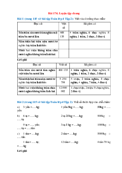 Vở bài tập Toán lớp 4 Tập 2 trang 115, 116, 117 Bài 174: Luyện tập chung