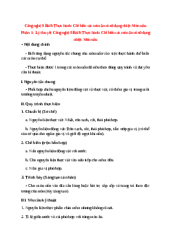 Lý thuyết Công nghệ 9 Bài 8 (mới 2024 + 10 câu trắc nghiệm): Thực hành: Chế biến các món ăn có sử dụng nhiệt: Món nấu