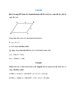 Hình bình hành ABCD có độ dài cạnh AB là a, độ dài cạnh BC là b