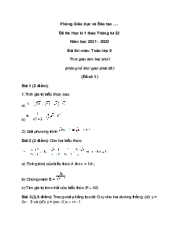 Bộ 11 Đề thi Toán lớp 9 Học kì 1 năm 2022 tải nhiều nhất