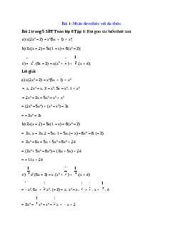 Giải bài Rút gọn các biểu thức sau: x(2x^2 – 3) – x^2(5x + 1) + x^2 chi tiết