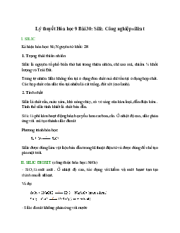 Lý thuyết Silic. Công nghiệp silicat (mới 2023 + 17 câu trắc nghiệm) hay, chi tiết – Hóa học 9