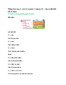 Tiếng Anh lớp 2 Unit 2 Lesson 2 trang 10 – Kết nối tri thức