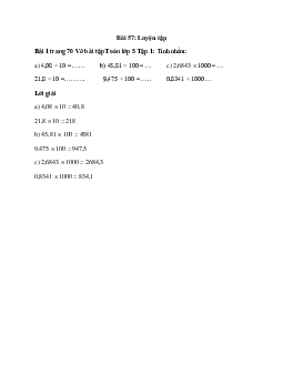 Tính nhẩm: 4,08 × 10 = …… 45,81 × 100