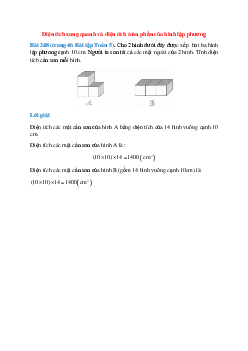 Cho 2 hình dưới đây được xếp bởi ba hình lập phương cạnh 10 cm