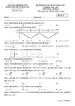 Đề khảo sát chất lượng Toán 12 lần 1 năm 2020 – 2021 trường THPT chuyên Hưng Yên có đáp án