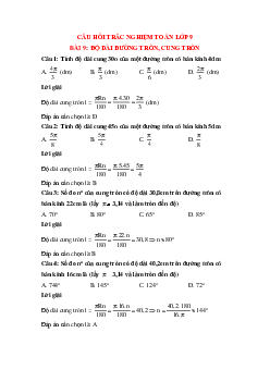 30 câu Trắc nghiệm Độ dài đường tròn, cung tròn có đáp án 2023 – Toán lớp 9