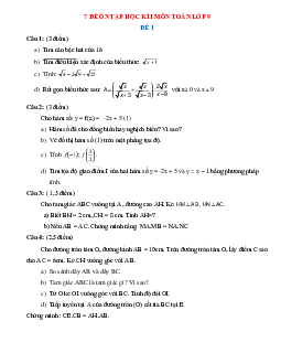 Bộ 7 đề ôn tập học kì 1 môn toán lớp 9