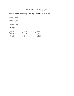 Đặt tính rồi tính  35,92 + 58,76