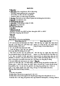 Giáo án Sinh học 9 Bài 18: Prôtêin mới, chuẩn nhất
