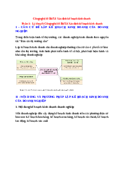 Công nghệ 10 Bài 53 (Lý thuyết và trắc nghiệm): Xác định kế hoạch kinh doanh