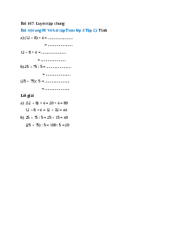 Tính: (12 + 8) × 4 =, 12 + 8 × 4 =, 25 + 75 : 5 =, (25 + 75) : 5