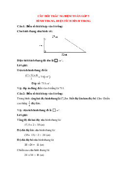 12 câu Trắc nghiệm Hình thang. Diện tích hình thang có đáp án 2023 -Toán lớp 5