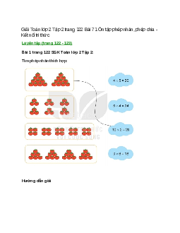 Giải SGK Toán lớp 2 Tập 2 trang 122, 123, 124, 125 Bài 71: Ôn tập phép nhân, phép chia | Kết nối tri thức