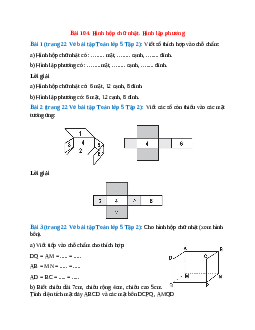 Vở bài tập Toán lớp 5 Tập 2 trang 22, 23 Bài 104: Hình hộp chữ nhật. Hình lập phương