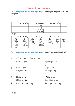 Vở bài tập Toán lớp 4 Tập 2 trang 99, 100 Bài 164: Ôn tập về đại lượng | Giải VBT Toán lớp 4 Tập 2 chi tiết