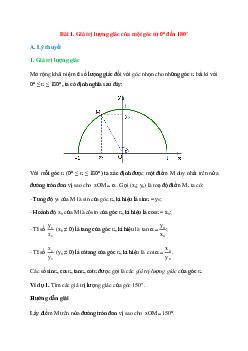 Lý thuyết Giá trị lượng giác của một góc từ 0° đến 180° (Chân trời sáng tạo 2024) hay, chi tiết | Toán lớp 10